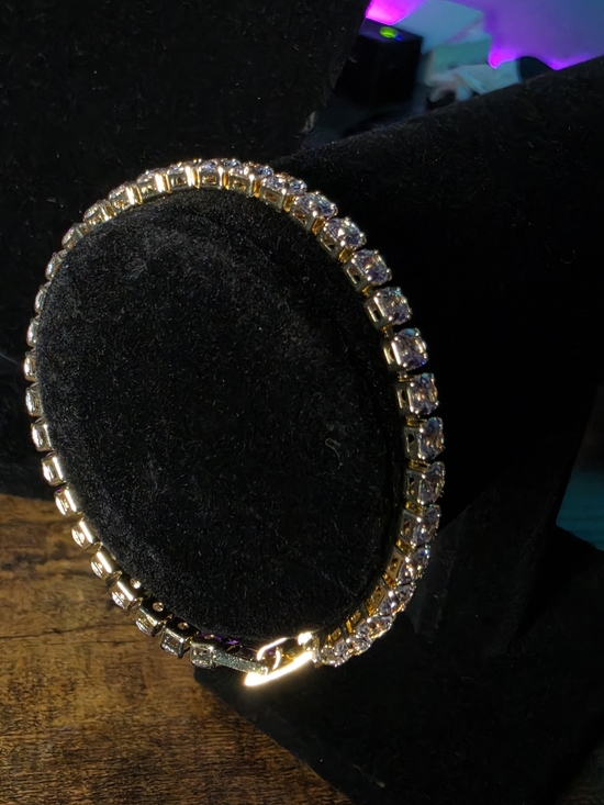 Source Unknown Jewelry - Gold Tennis Bracelet with CZ Stones